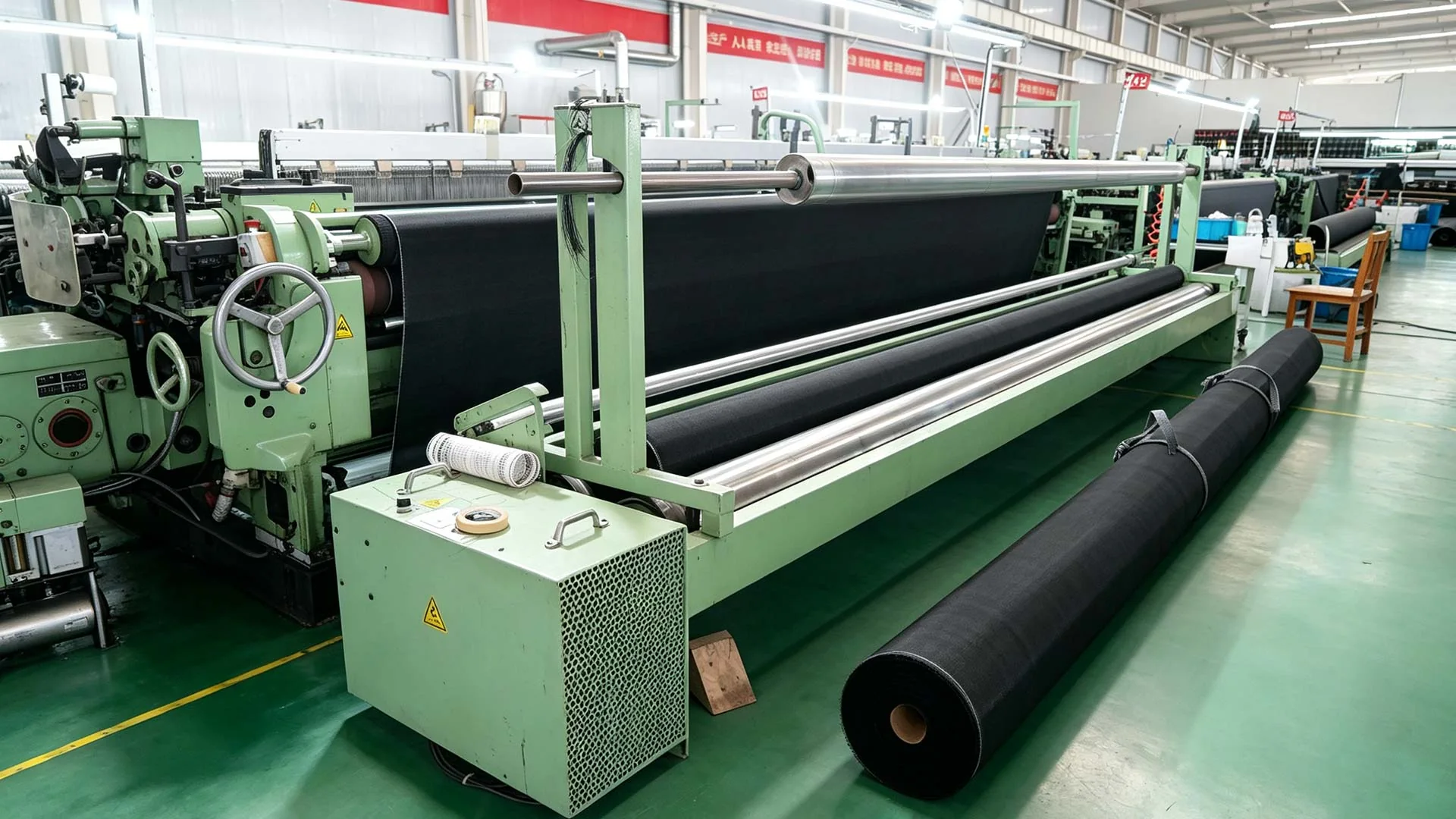 Finished geosynthetic material rolls