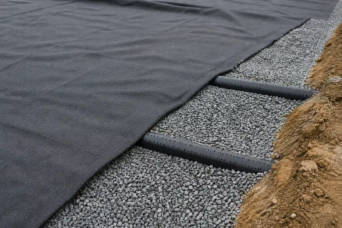 Geosynthetic drainage and filtration layer in a landfill
