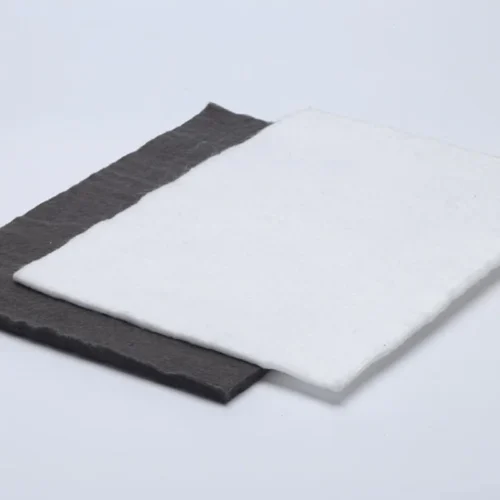 Filament nonwoven geotextile samples in black and white
