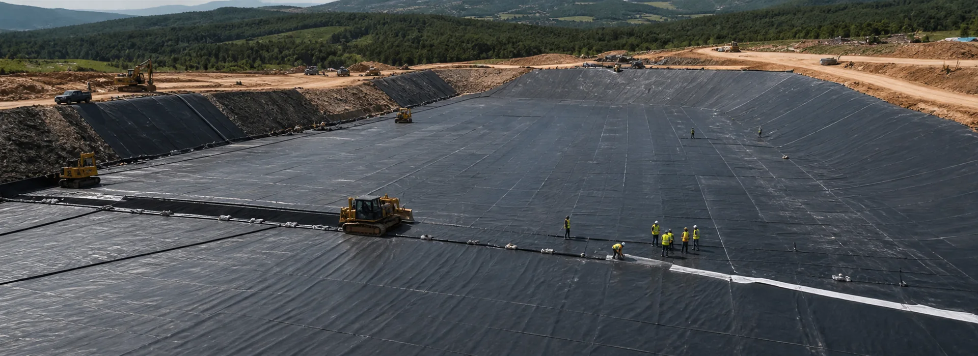 Textured geomembrane liner installation for landfill containment