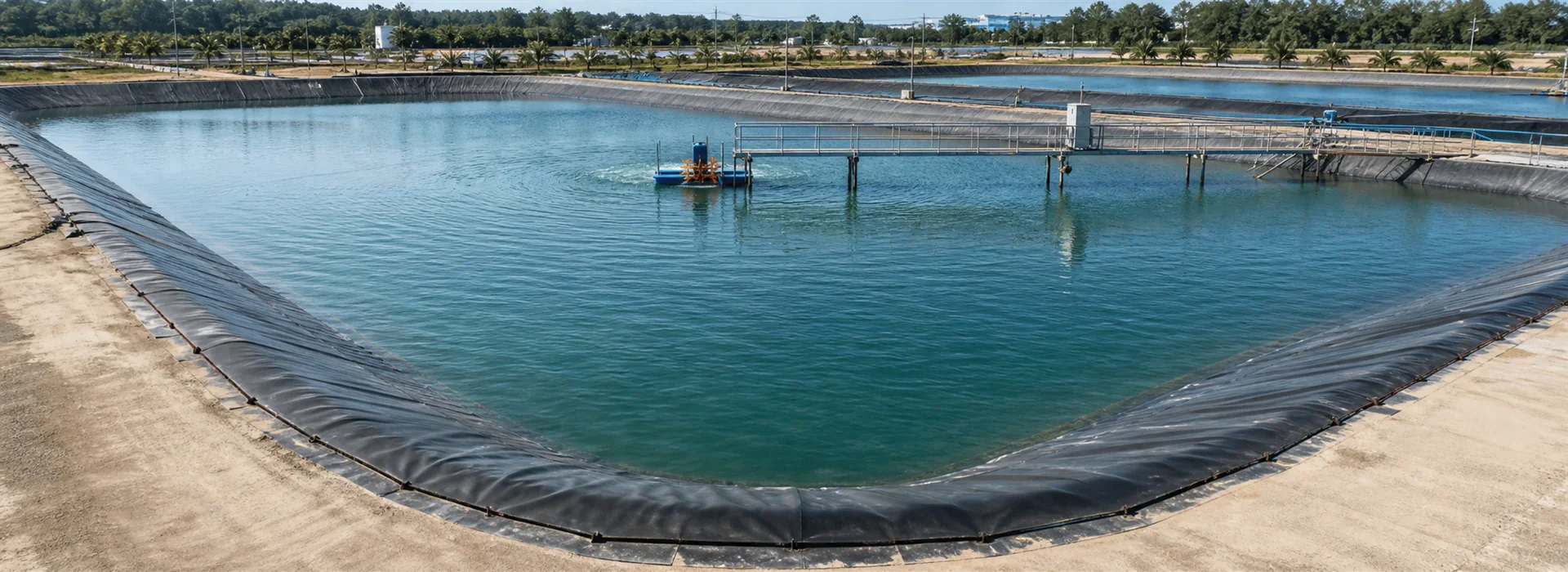 High-performance geomembrane lining for an industrial water reservoir