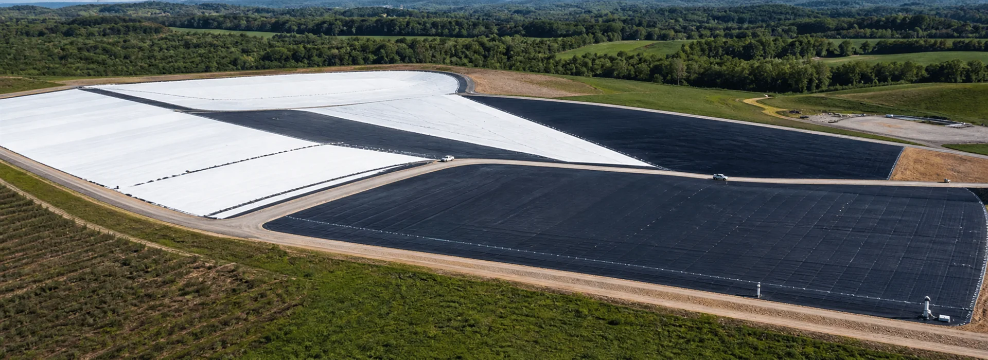White geomembrane used in a large environmental containment project