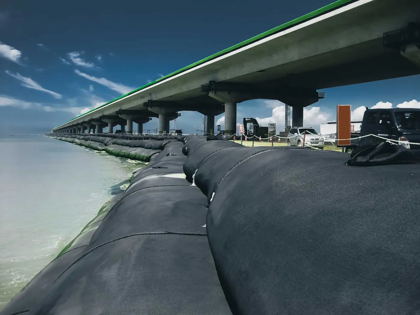 geotube installation offshore artificial island construction image 1