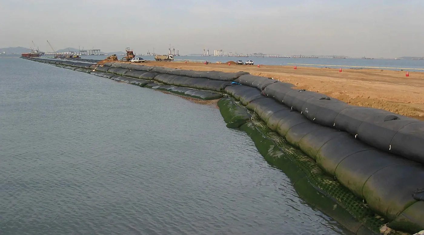 geotube cofferdam land reclamation sea dike project image 2