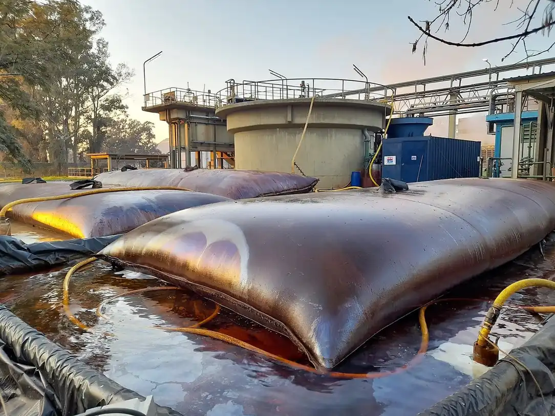 geotube industrial sludge pumping filling plant yard image 1