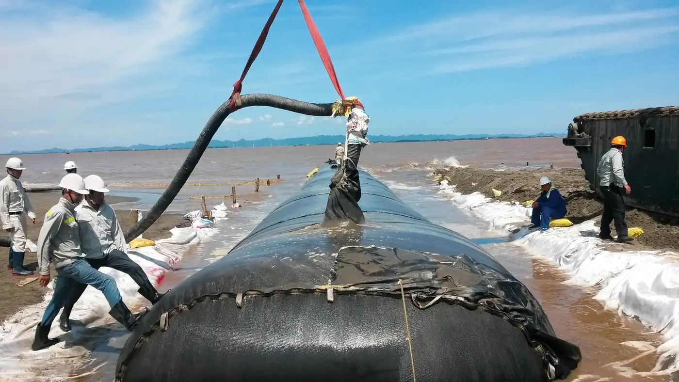geotube temporary working platform construction image 4