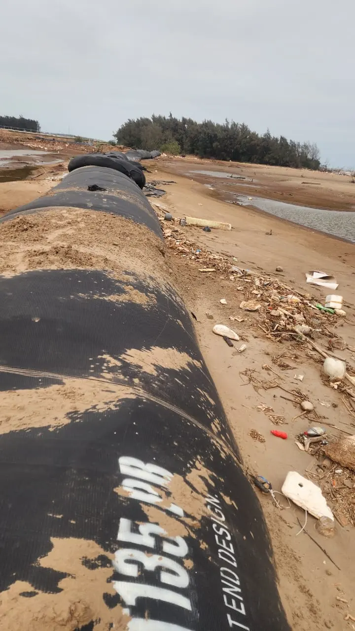 stacked geotube beach erosion control shore protection project image 1