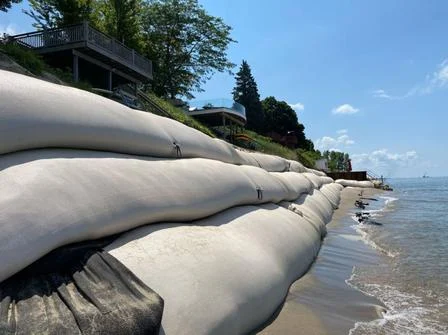 stacked geotube beach erosion control shore protection project image 2