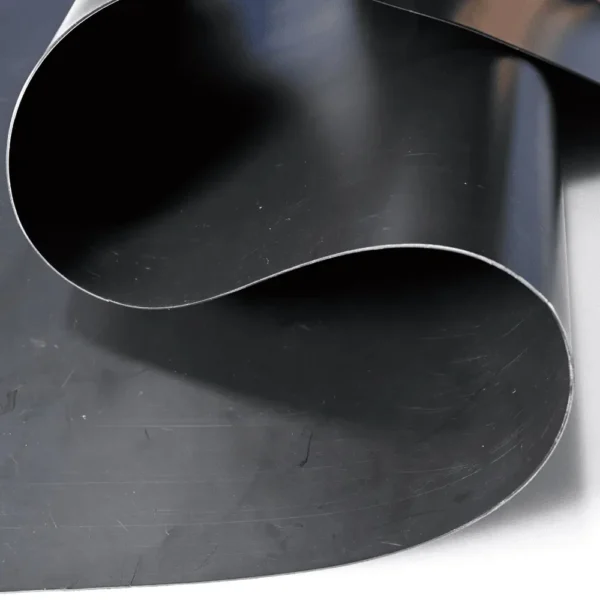 Rolled LLDPE geomembrane sheet on a white background