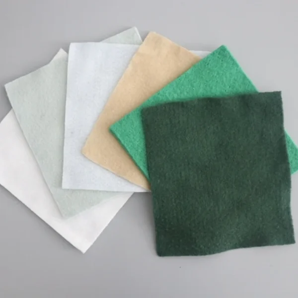 Staple fiber nonwoven geotextile samples in multiple colors