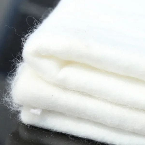 Close view of soft staple fiber nonwoven geotextile