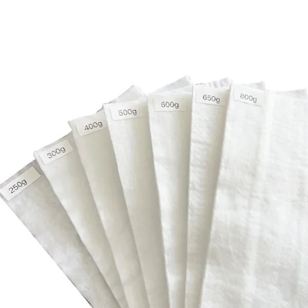 Staple fiber nonwoven geotextile samples in multiple mass grades